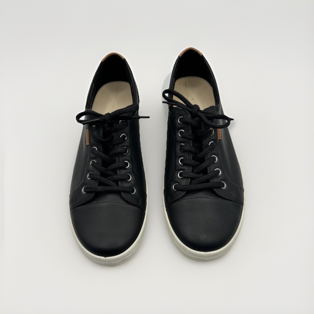 ECCO Soft 7 Sneaker Women 11 Black Leather Lace Up Low Top 43000301001